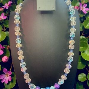 Faceted Beads And Wire Wrapped Necklace